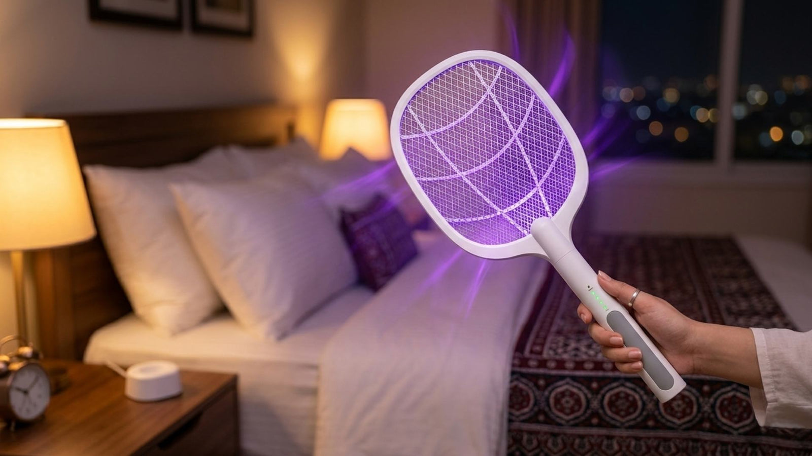 Nova USB Rechargeable Mosquito Racket | ME-903 Model | | Electric Insect Killer Swatter |  For Indoor & Outdoor Use - Full View 2